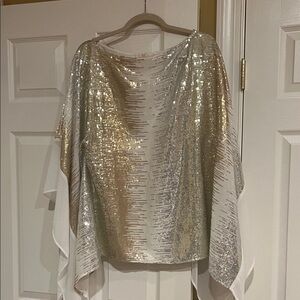 Boston Proper Silver and Gold Sequin Blouse